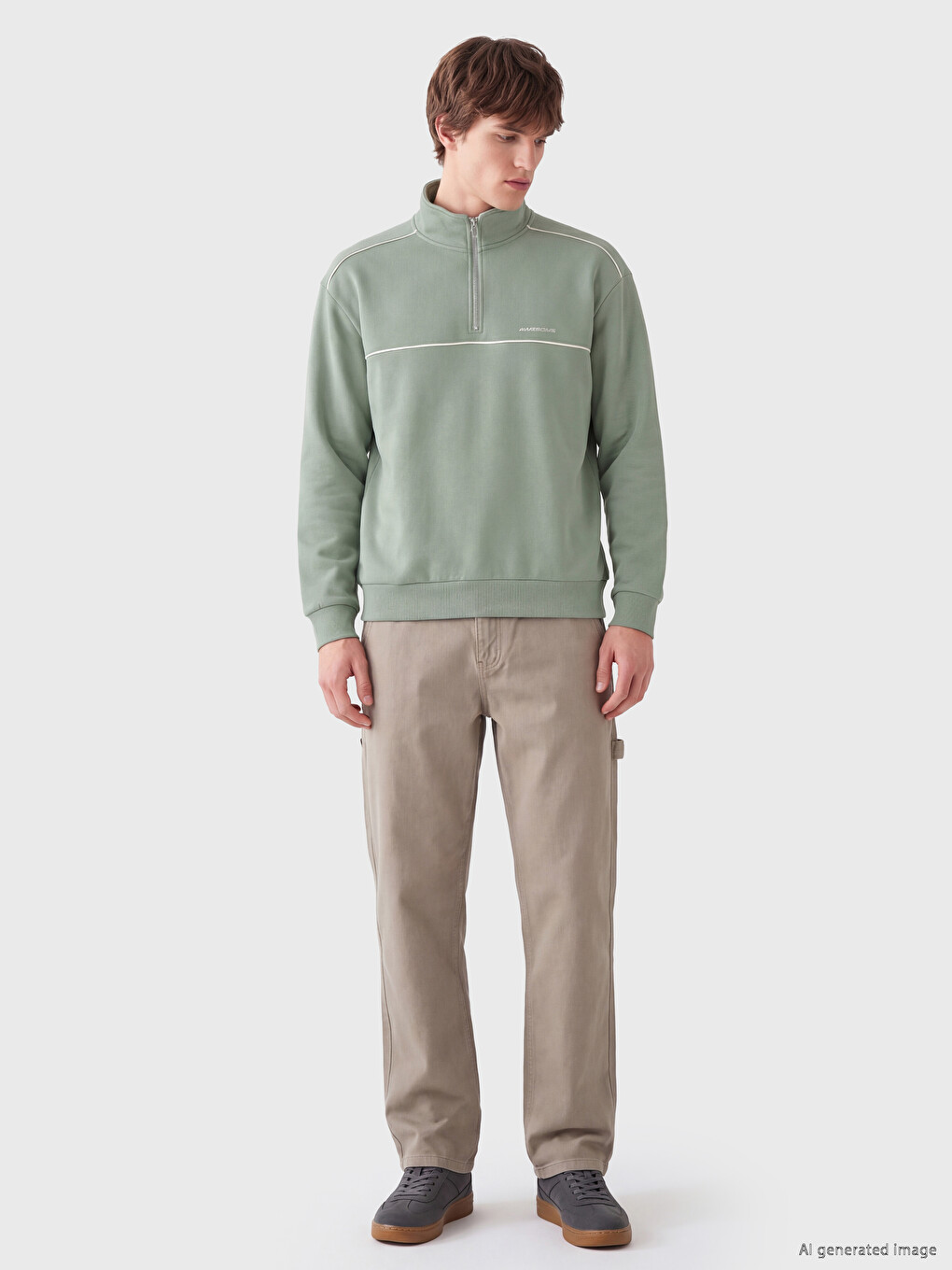 Mock Neck Printed Men's Sweatshirt-1