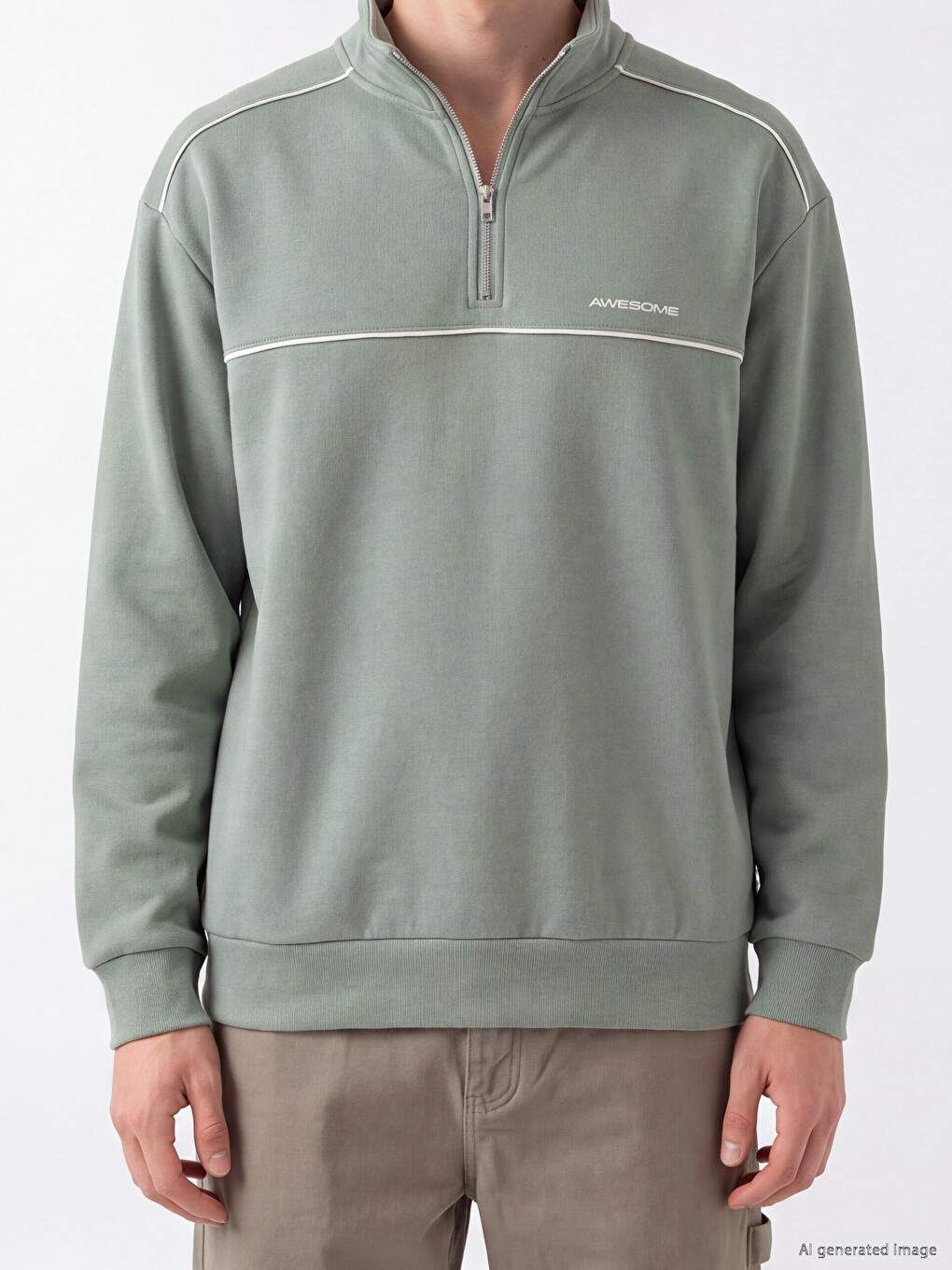 Mock Neck Printed Men's Sweatshirt-2