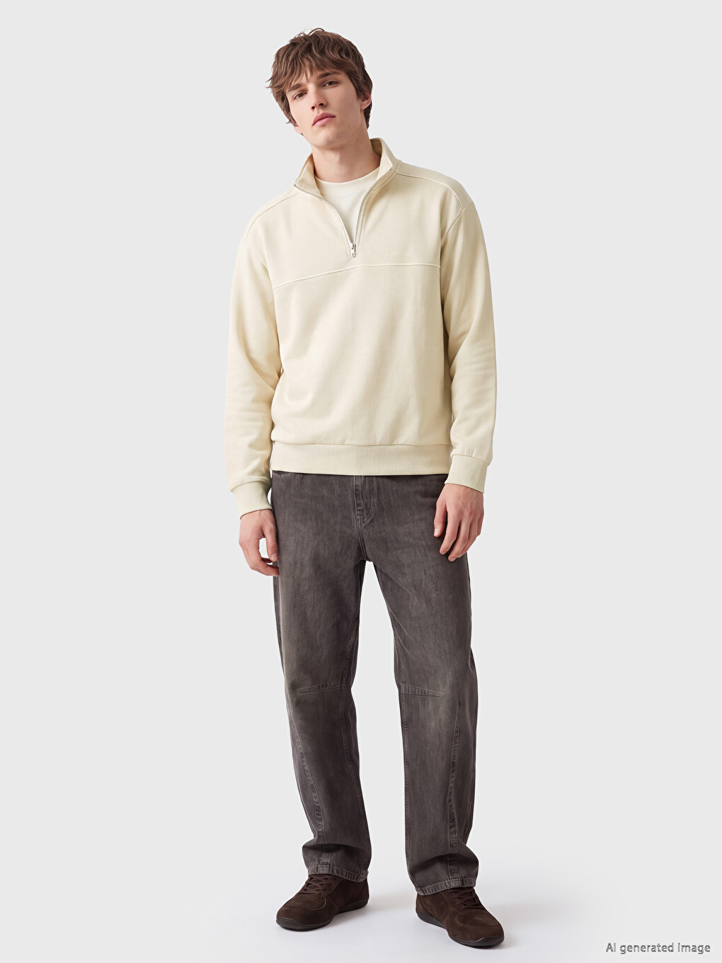 Mock Neck Printed Men's Sweatshirt-1