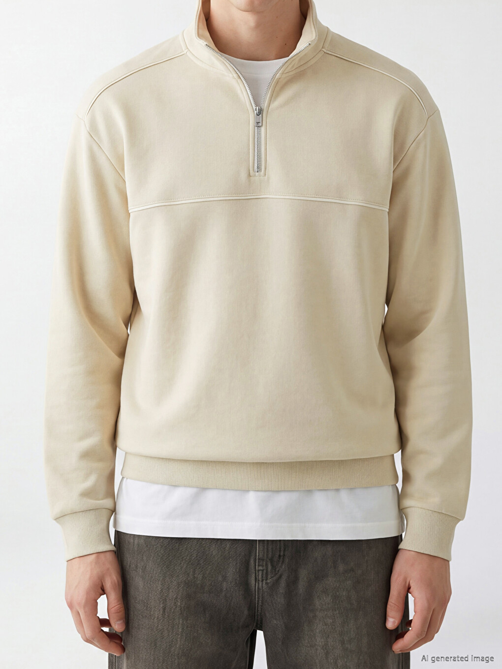 Mock Neck Printed Men's Sweatshirt-2
