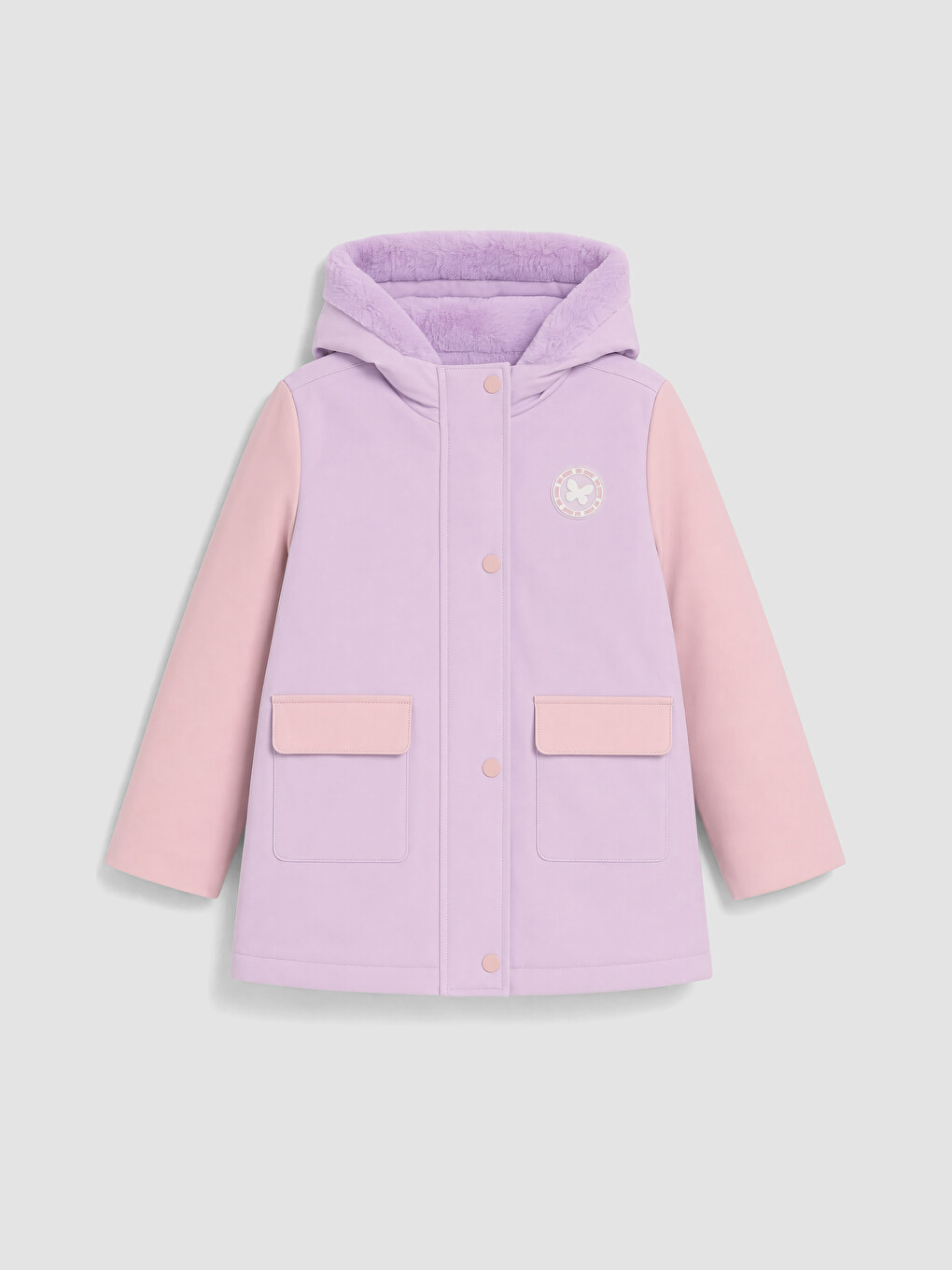 Hood Inside Furred Girls' Coat
