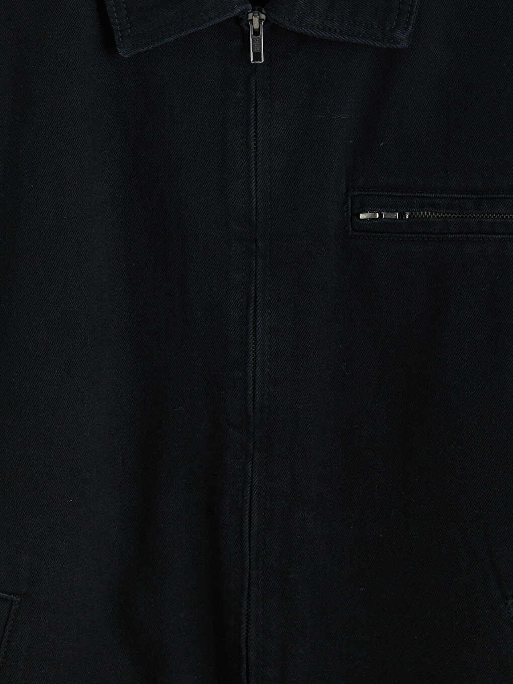 Siyah Loose Fit Erkek Jean Jean Ceket-4