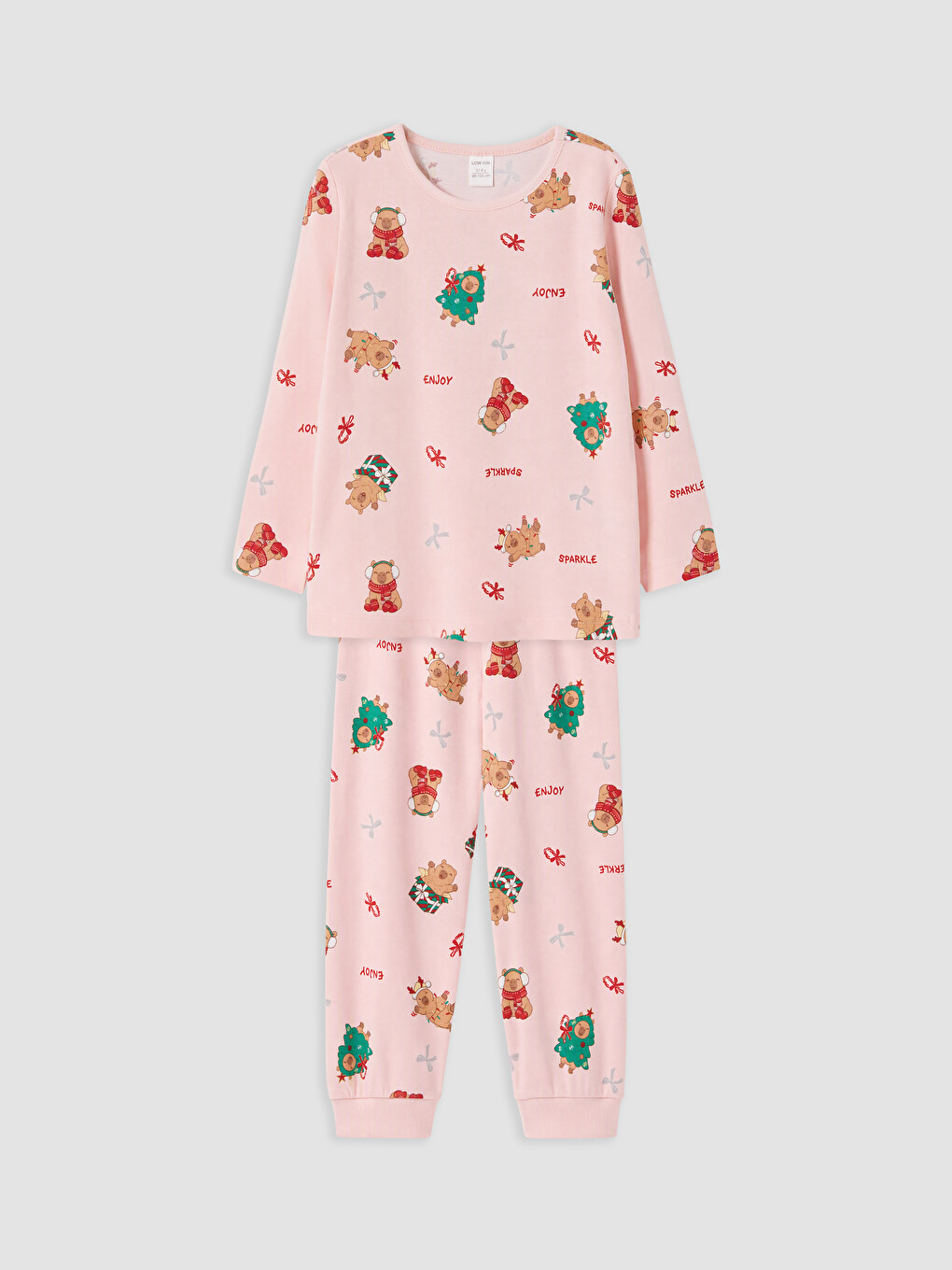 Pembe Baskılı Kız Çocuk Pijama Takım