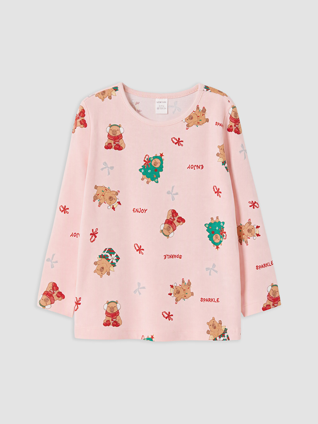 Pembe Baskılı Kız Çocuk Pijama Takım-1