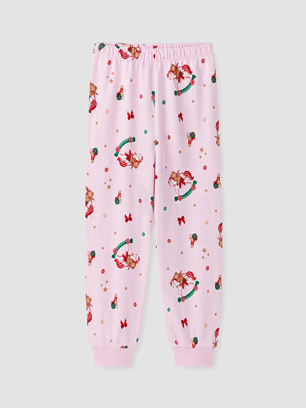 Ekru Yılbaşı Temalı Kız Çocuk Pijama Takım-4