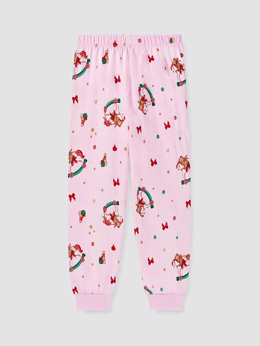 Ekru Yılbaşı Temalı Kız Çocuk Pijama Takım-6