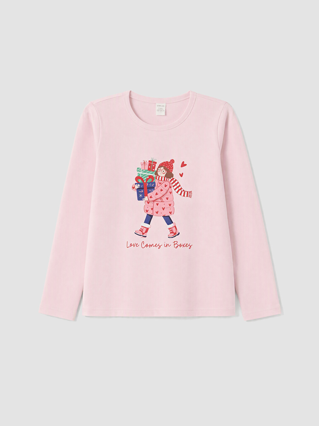Pembe Yılbaşı Temalı Kız Çocuk Pijama Takım-1