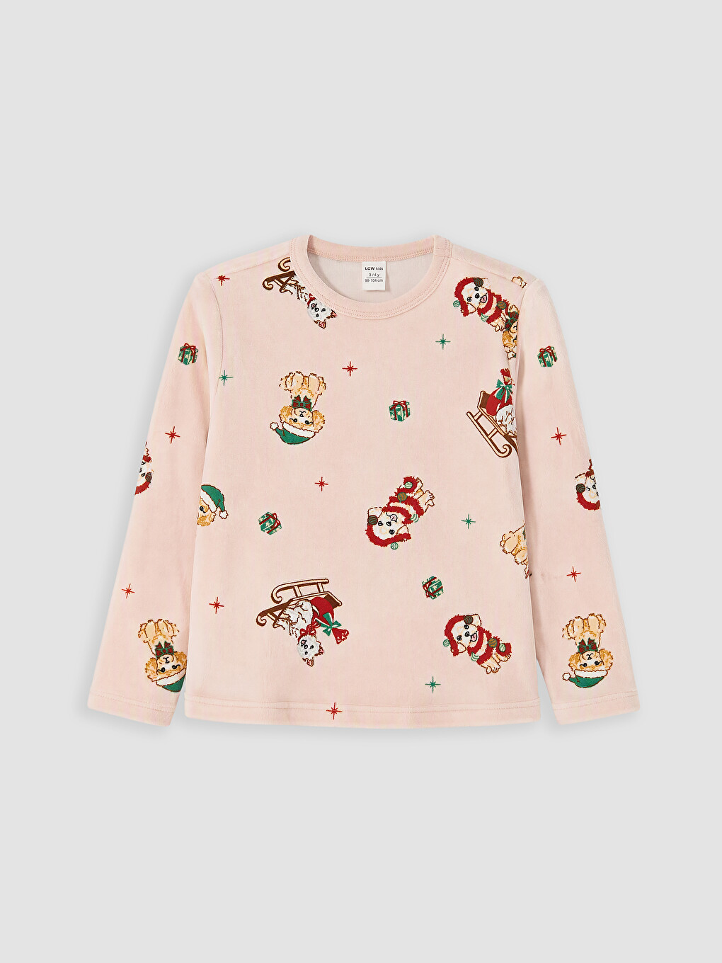 Pembe Yılbaşı Temalı Kız Çocuk Pijama Takımı-1