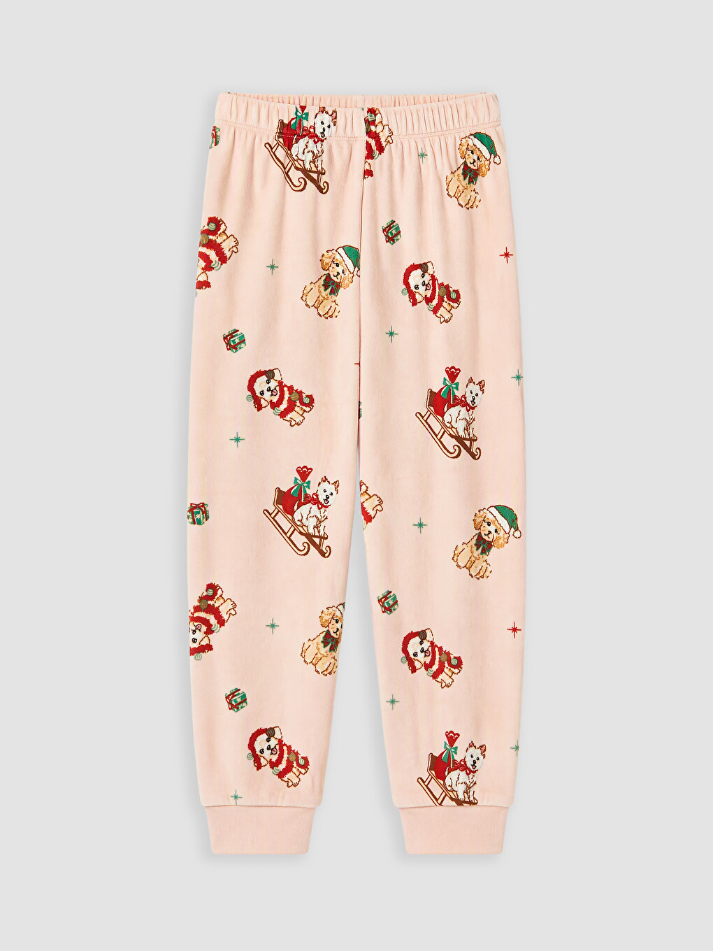 Pembe Yılbaşı Temalı Kız Çocuk Pijama Takımı-4