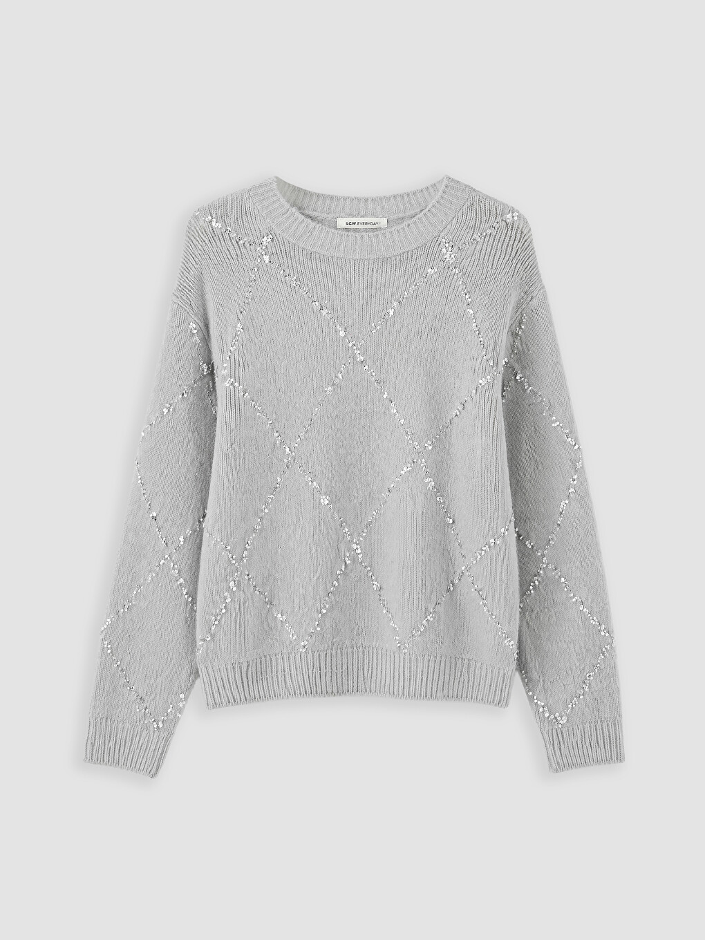 Crew Neck Argyle Patterned Women's Knitwear Sweater-4