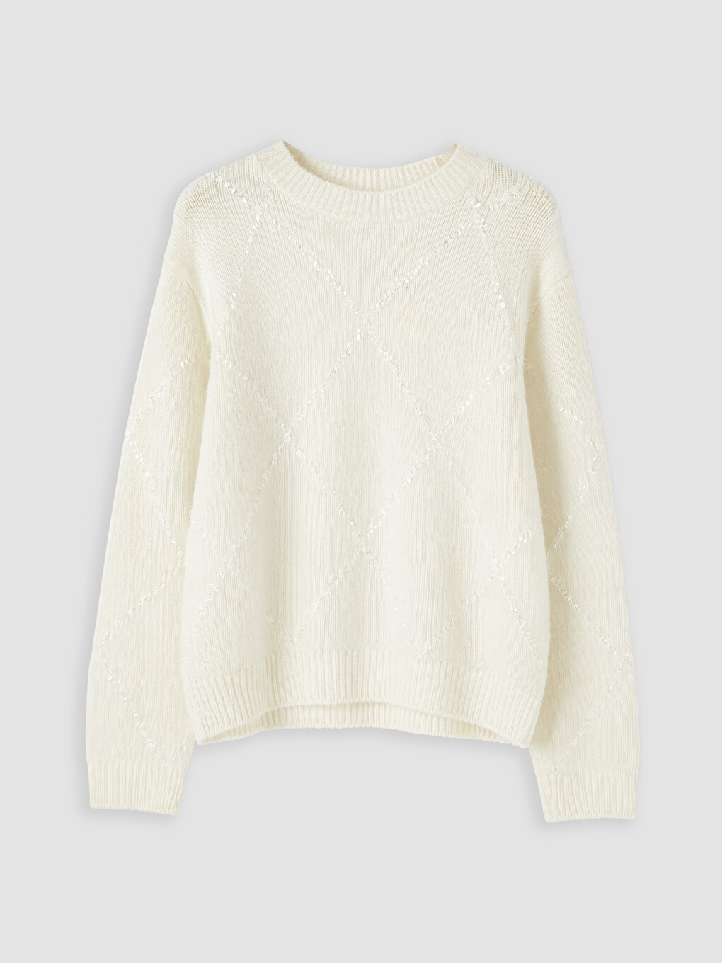 Crew Neck Argyle Patterned Women's Knitwear Sweater-4