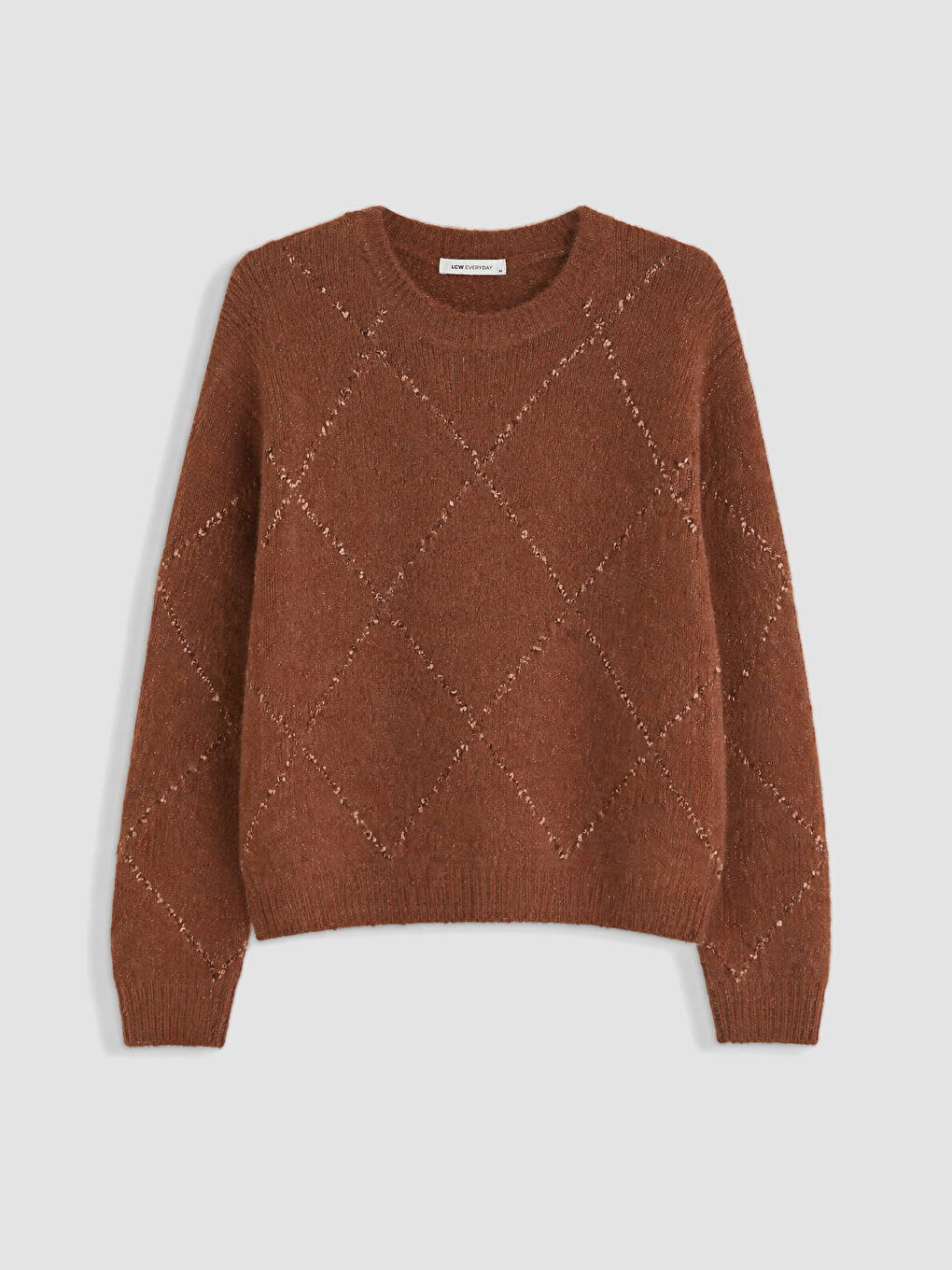 Crew Neck Argyle Patterned Women's Knitwear Sweater-4