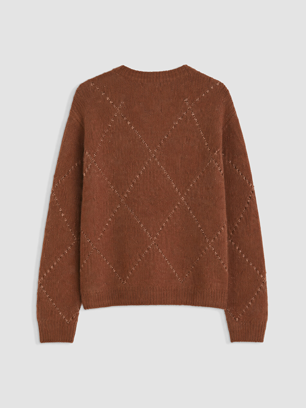 Crew Neck Argyle Patterned Women's Knitwear Sweater-6