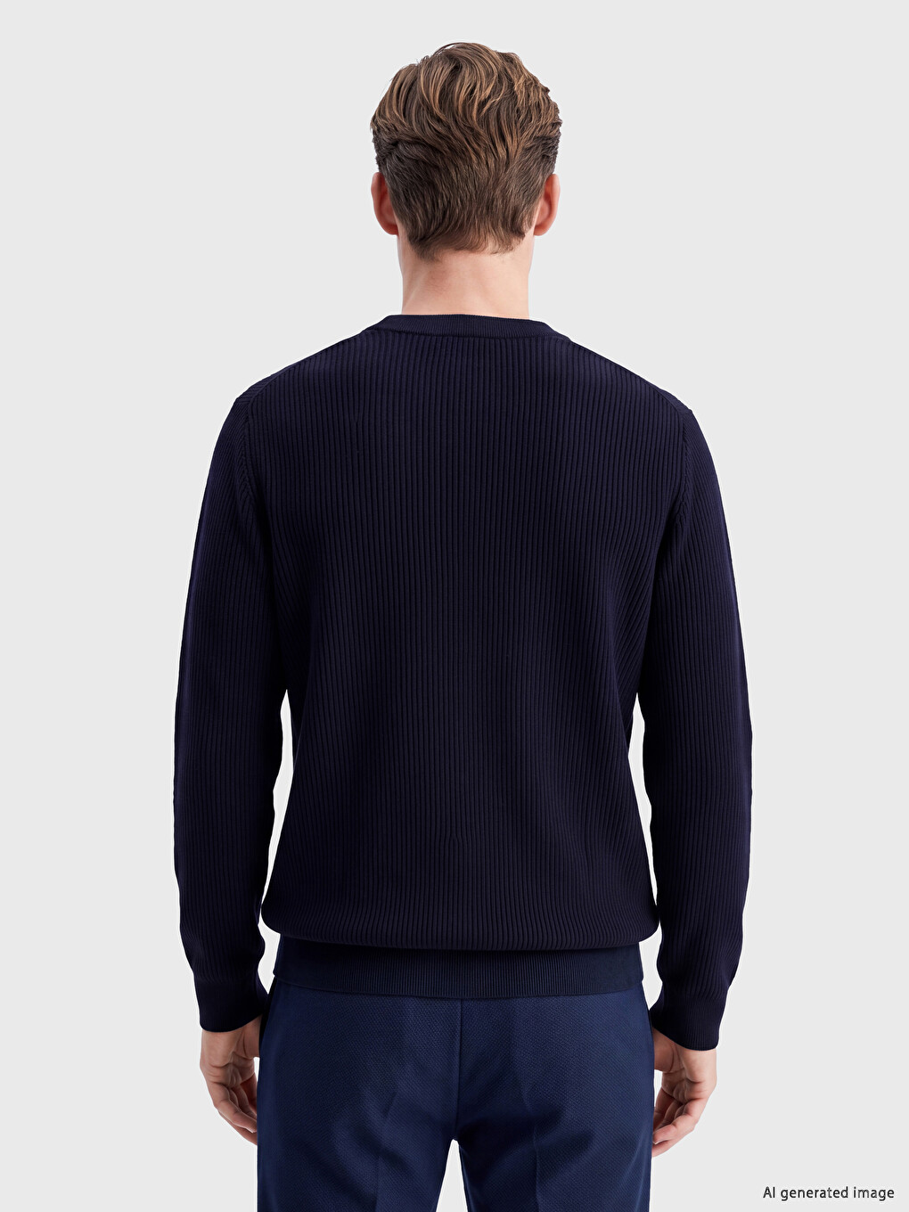 Lacivert Regular Fit V Yaka Erkek Triko Hırka-3