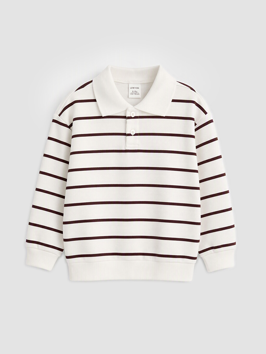 Sweat-shirt À Col Polo Rayé Pour Garçon
