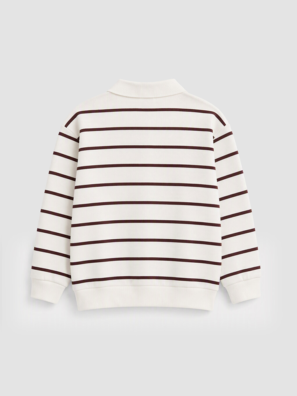 Sweat-shirt À Col Polo Rayé Pour Garçon-1