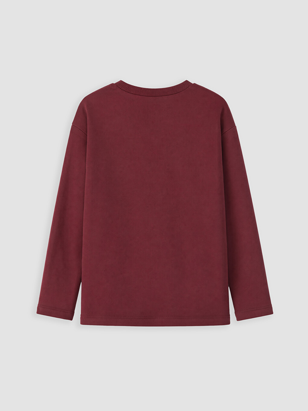 Bordo Bisiklet Yaka Kalp Nakışlı Kız Çocuk Tişört-2