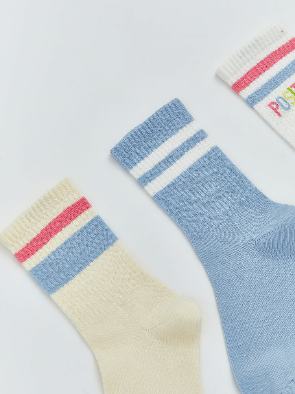 Bej Çizgili Kadın Soket Çorap 3'lü-2