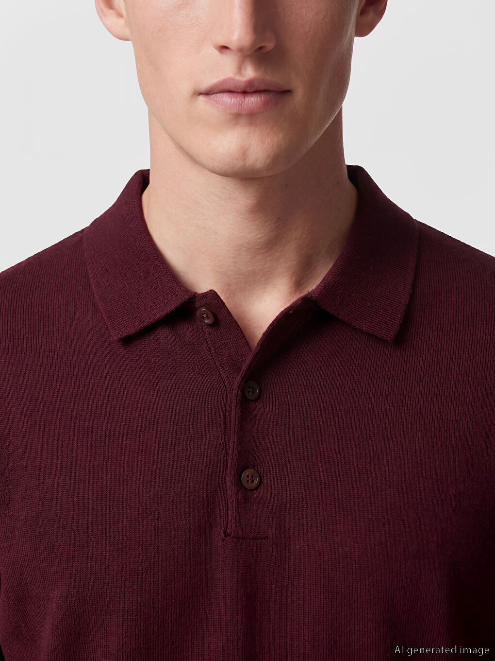 Bordo Kısa Kollu Polo Yaka Erkek Triko Kazak-2
