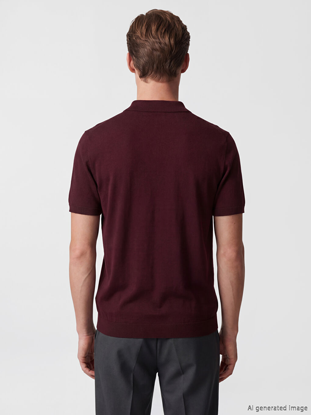 Bordo Kısa Kollu Polo Yaka Erkek Triko Kazak-3