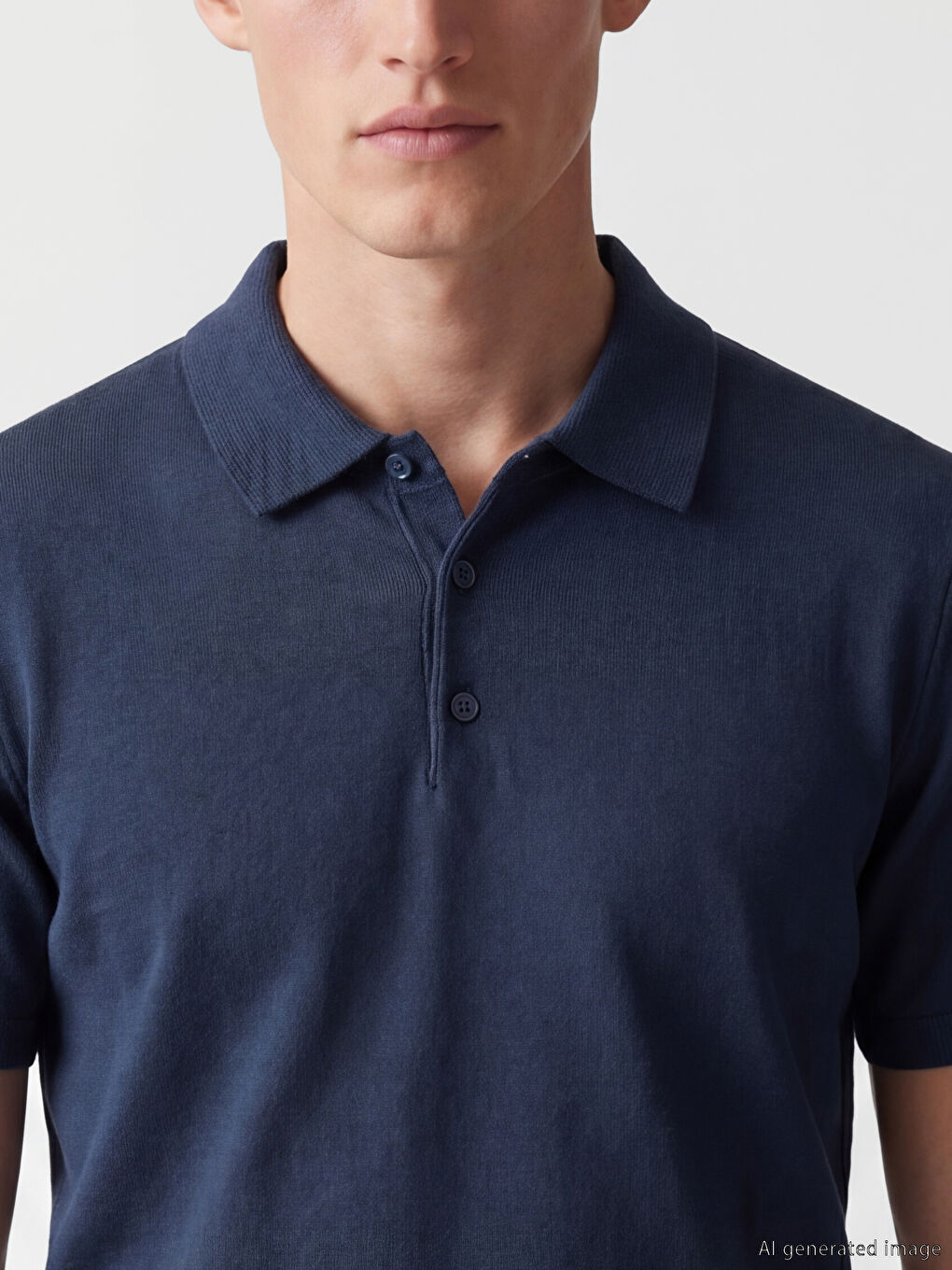 İndigo Polo Yaka Erkek Triko Kazak-2