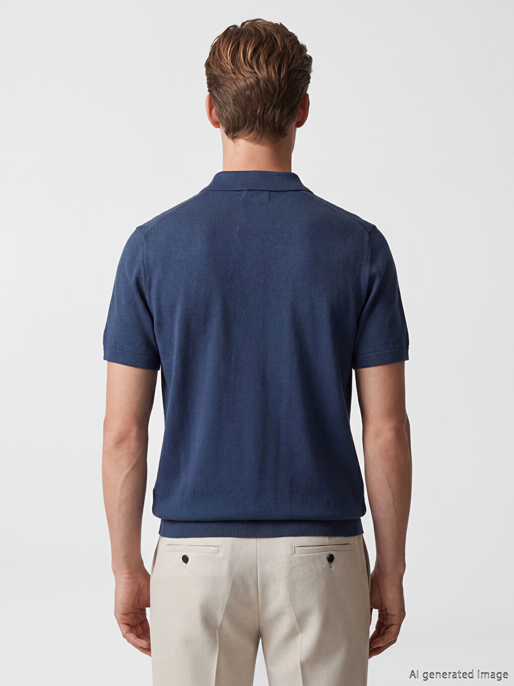 İndigo Polo Yaka Erkek Triko Kazak-3