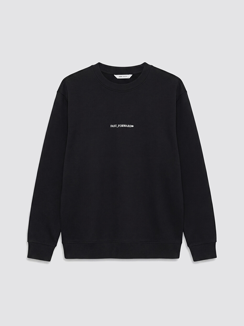 Siyah Bisiklet Yaka Slogan Baskılı Erkek Sweatshirt-4