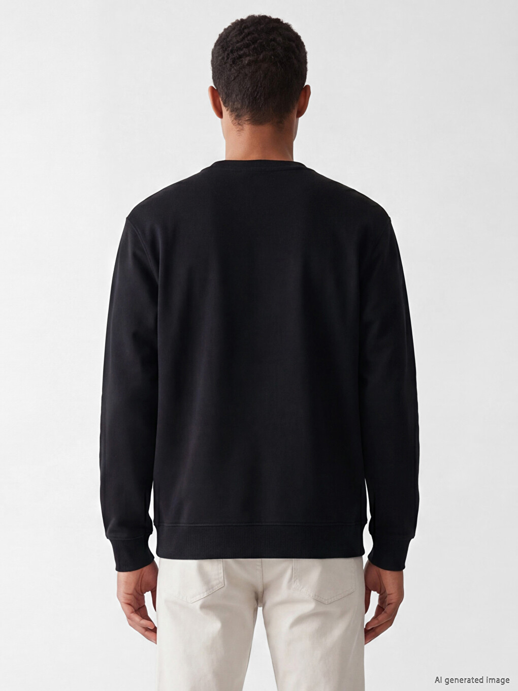 Siyah Bisiklet Yaka Slogan Baskılı Erkek Sweatshirt-3
