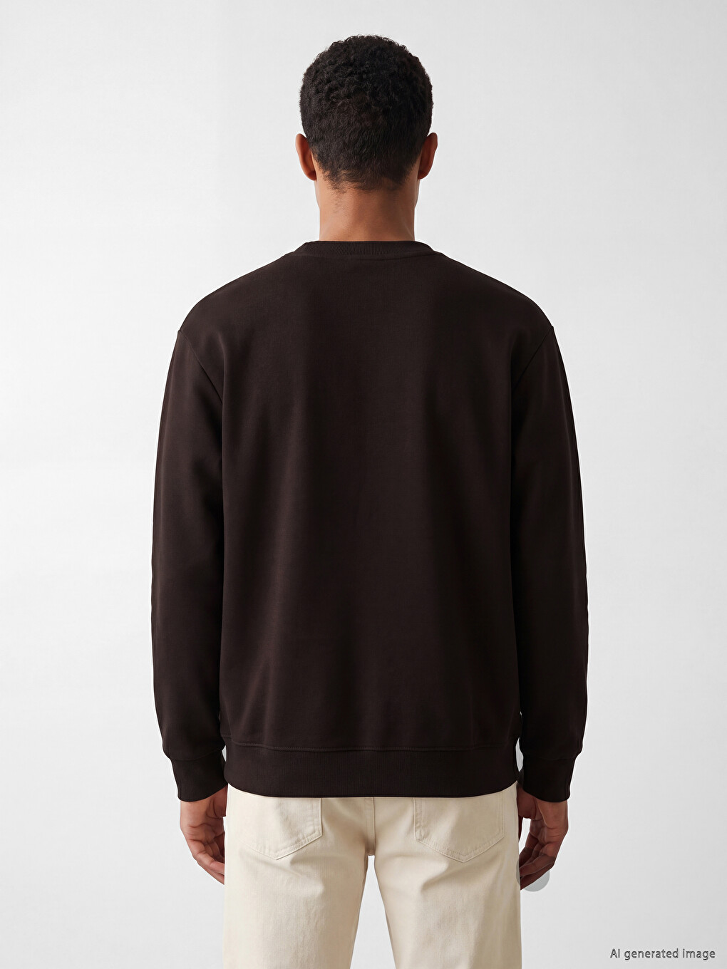 Kahverengi Bisiklet Yaka Slogan Baskılı Erkek Sweatshirt-3
