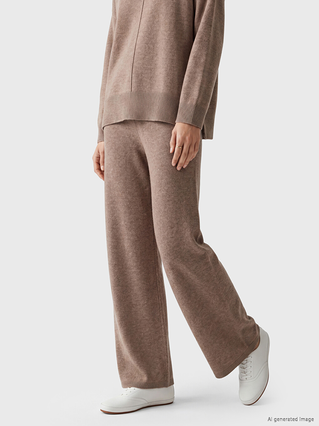 Elastic Waist Women's Knitwear Trousers-1