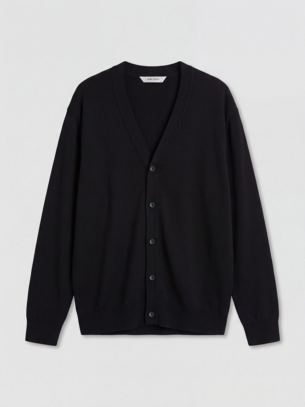 Siyah Standart Kalıp V Yaka Erkek Triko Hırka-3