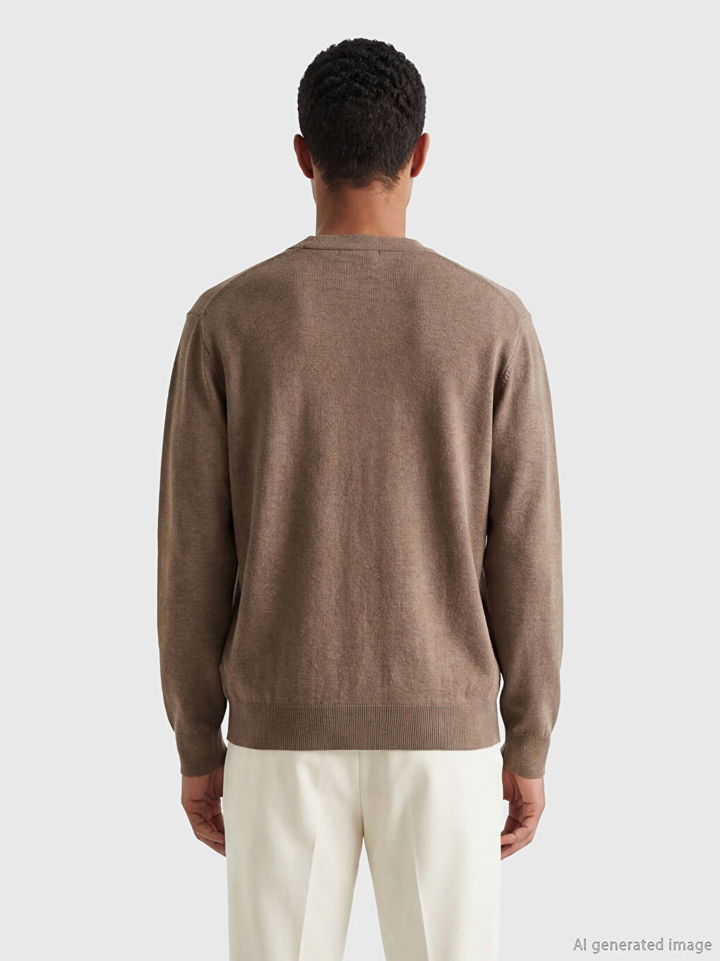 Kahverengi Standart Kalıp V Yaka Erkek Triko Hırka-2