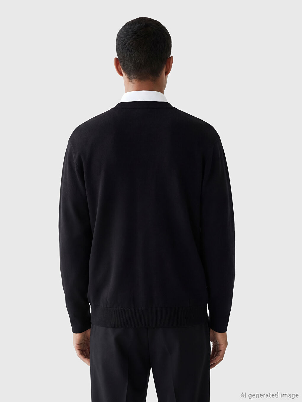 Siyah Standart Kalıp V Yaka Erkek Triko Hırka-2