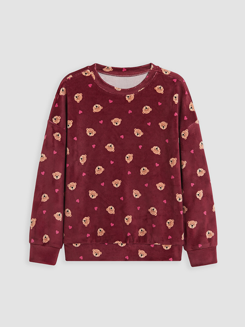 Bordo Desenli Kız Çocuk Pijama Takımı-1