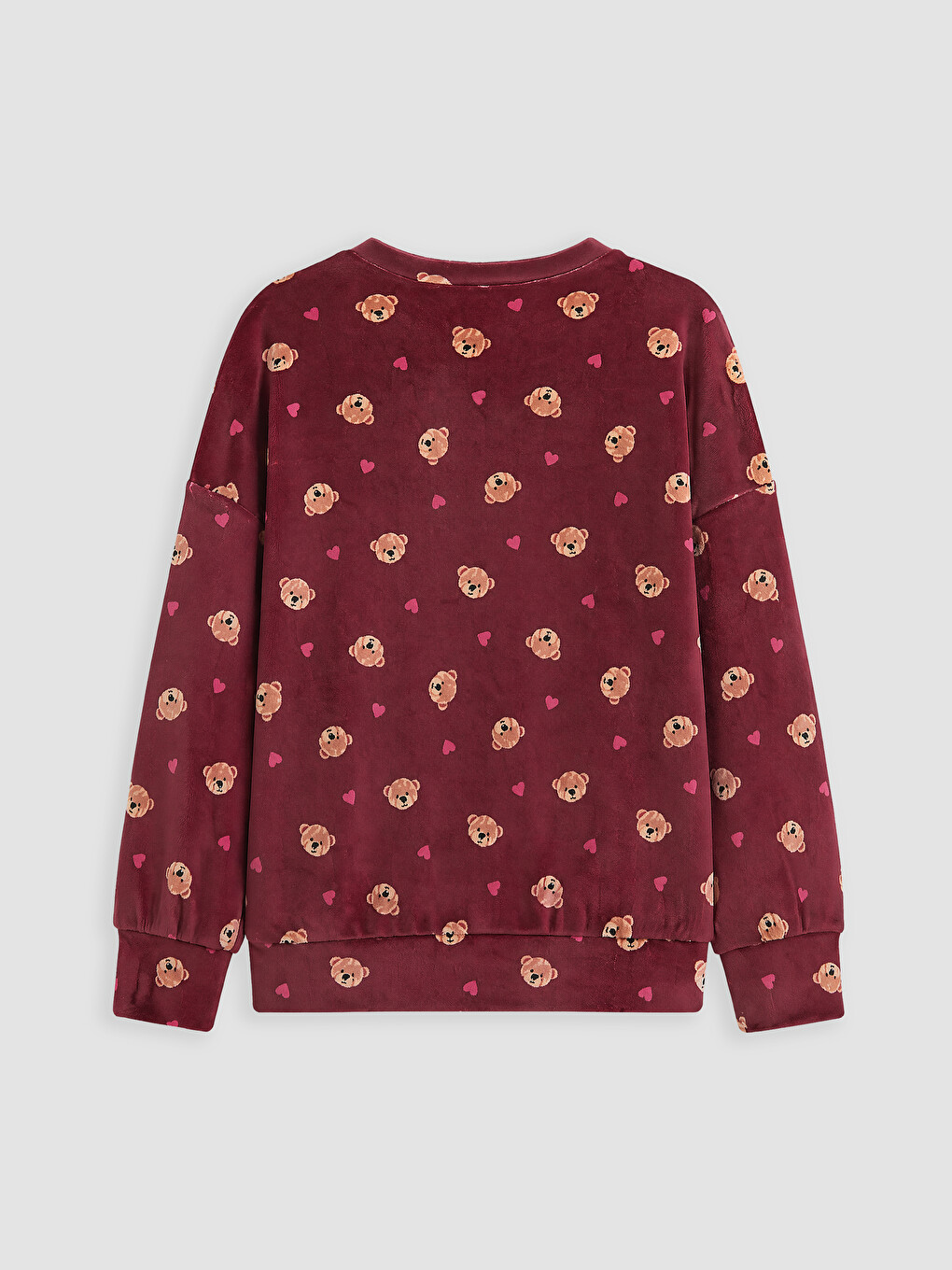 Bordo Desenli Kız Çocuk Pijama Takımı-3