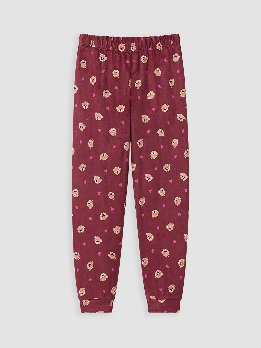 Bordo Desenli Kız Çocuk Pijama Takımı-4
