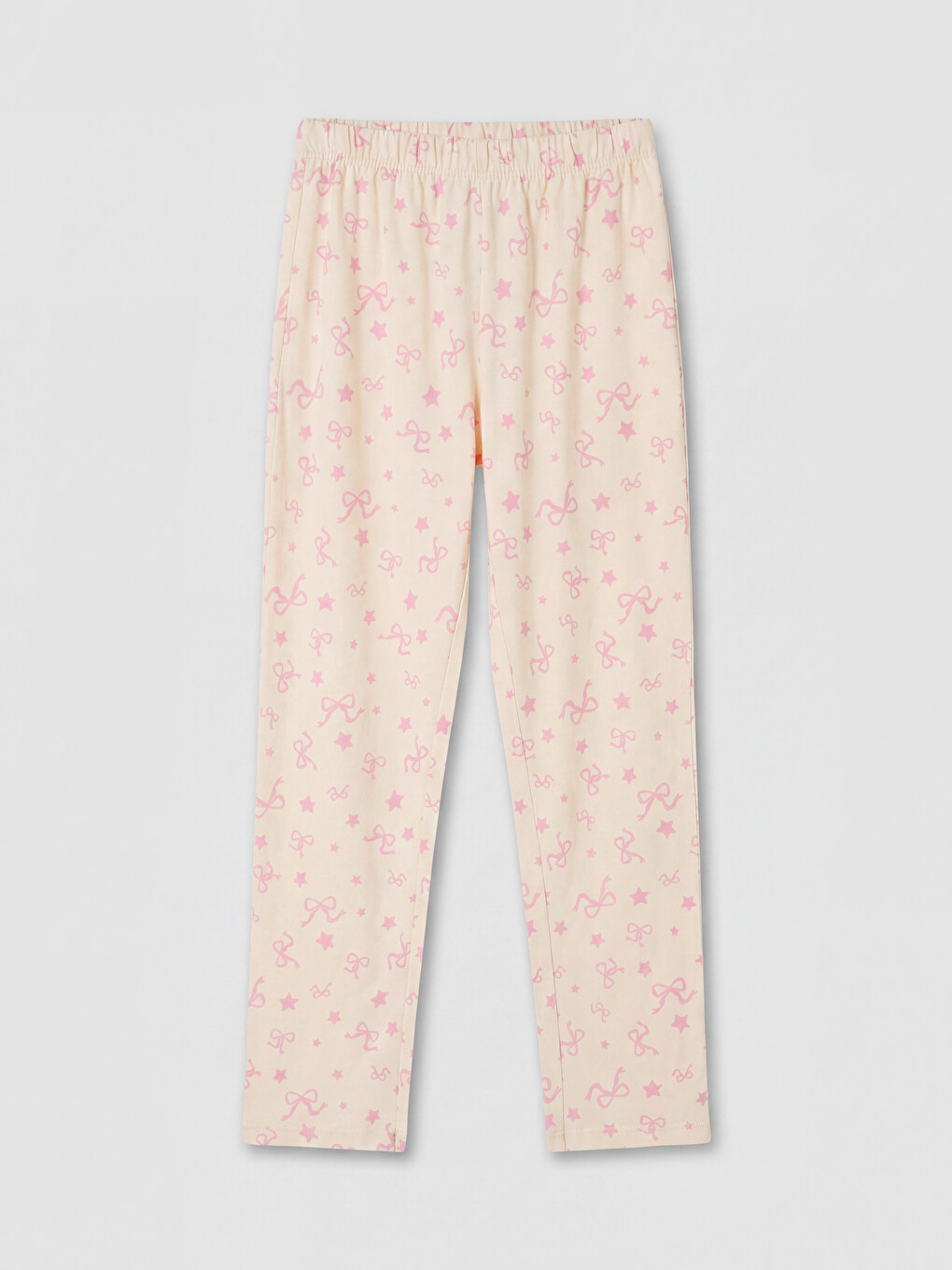 Pembe Beli Lastikli Baskılı Kız Çocuk Pijama Alt
