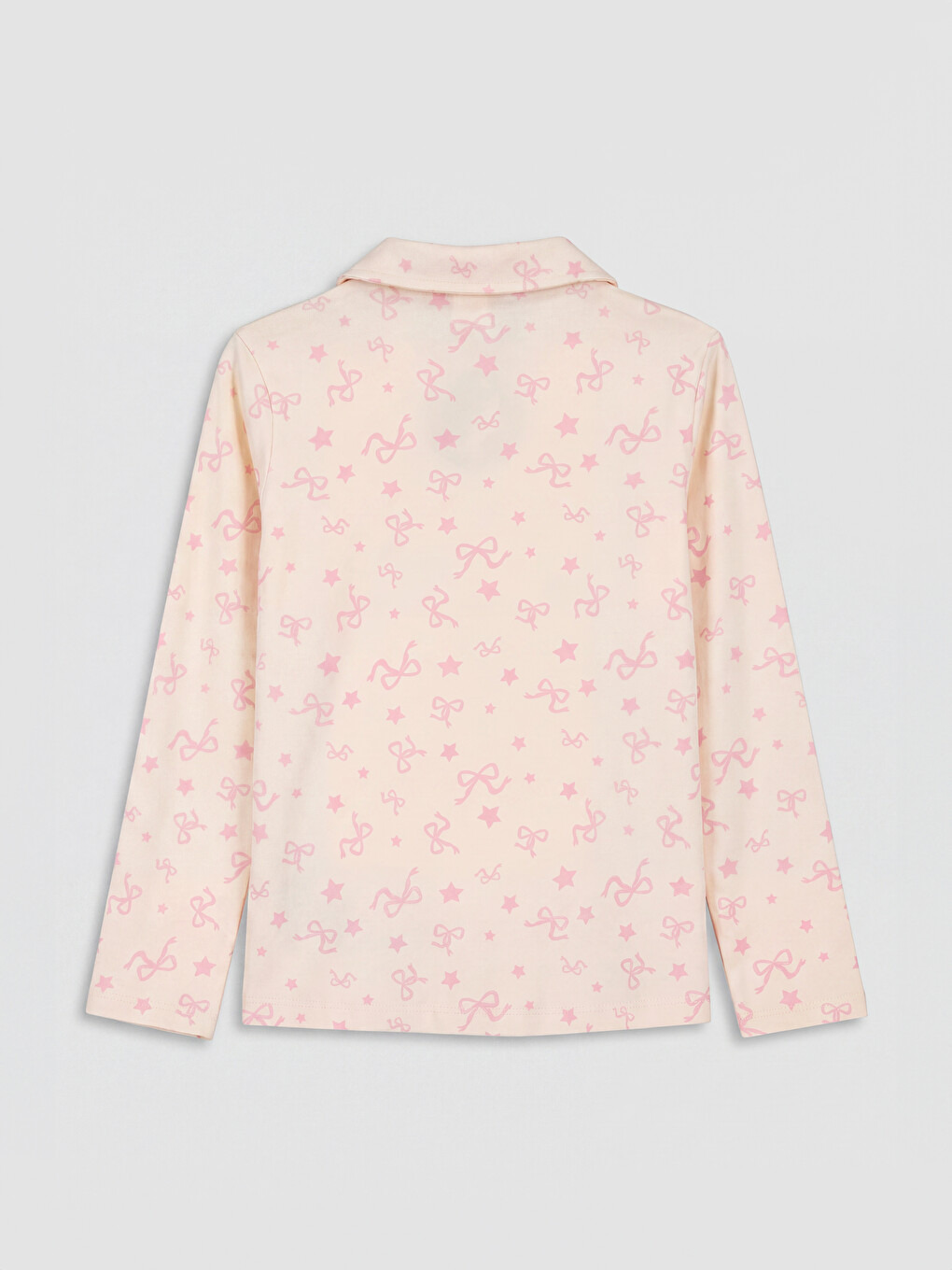 Pembe Gömlek Yaka Baskılı Kız Çocuk Pijama Takımı-2