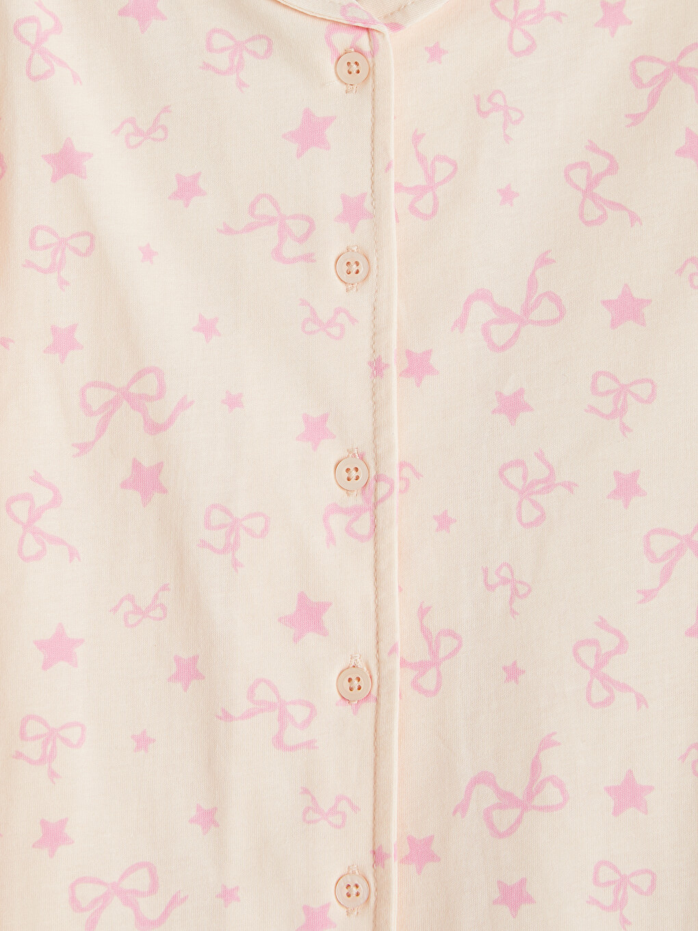 Pembe Gömlek Yaka Baskılı Kız Çocuk Pijama Takımı-3