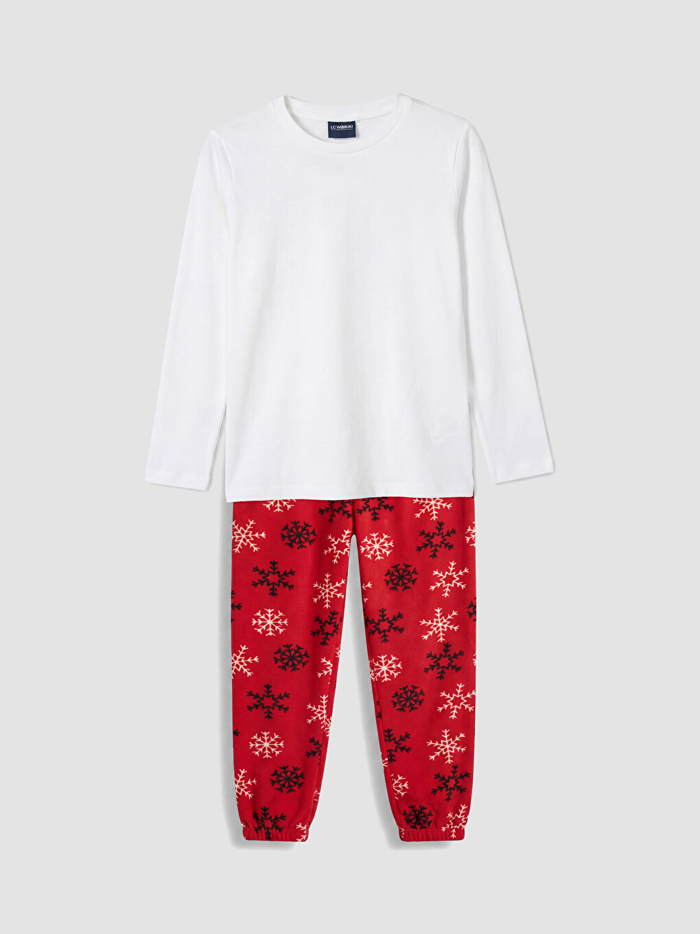 Kırmızı Yılbaşı Temalı Kız Çocuk Pijama Takımı
