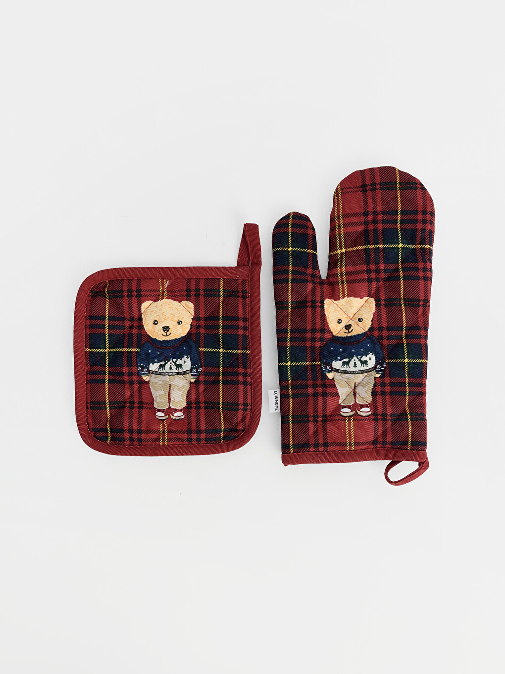Bear Teddy Printed Oven Mitten And Pot Holder-1
