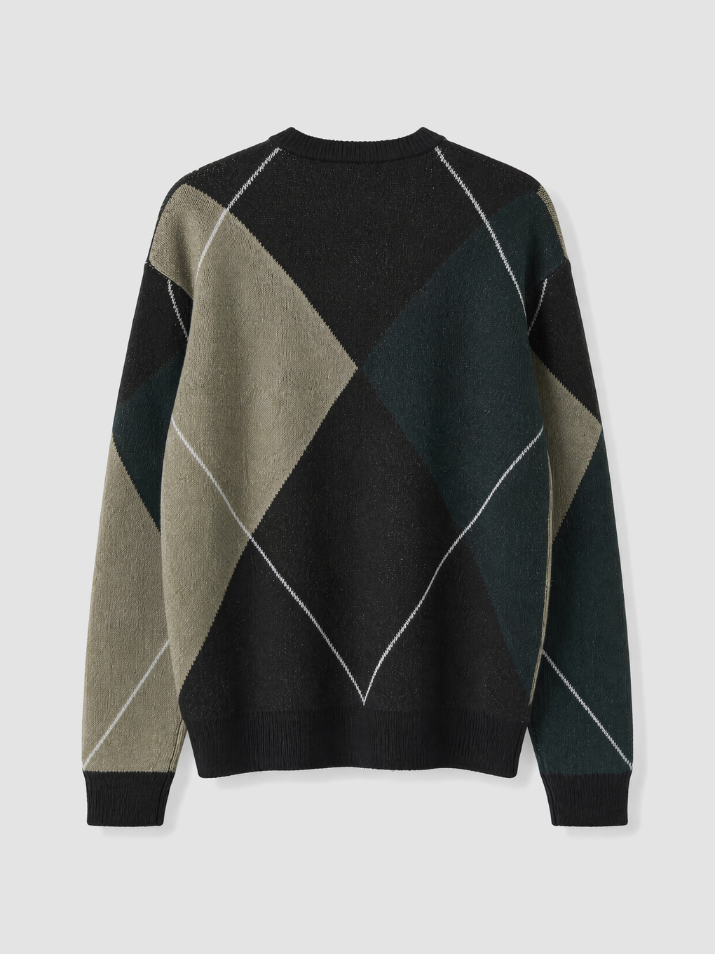 Crew Neck Argyle Patterned Men's Knitwear Sweater-6