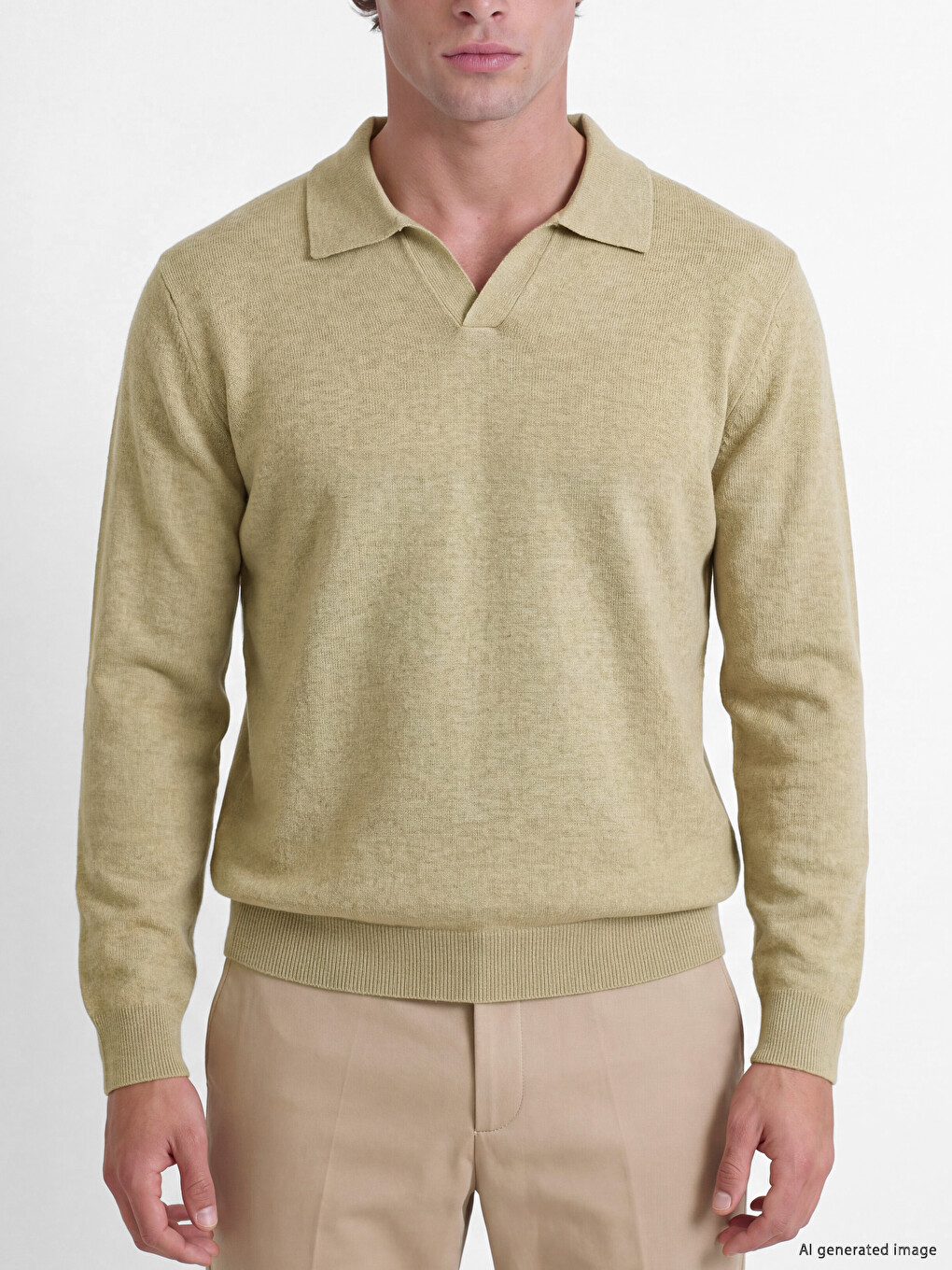Pulover Tricotat Pentru Bărbați Cu Guler Polo-2