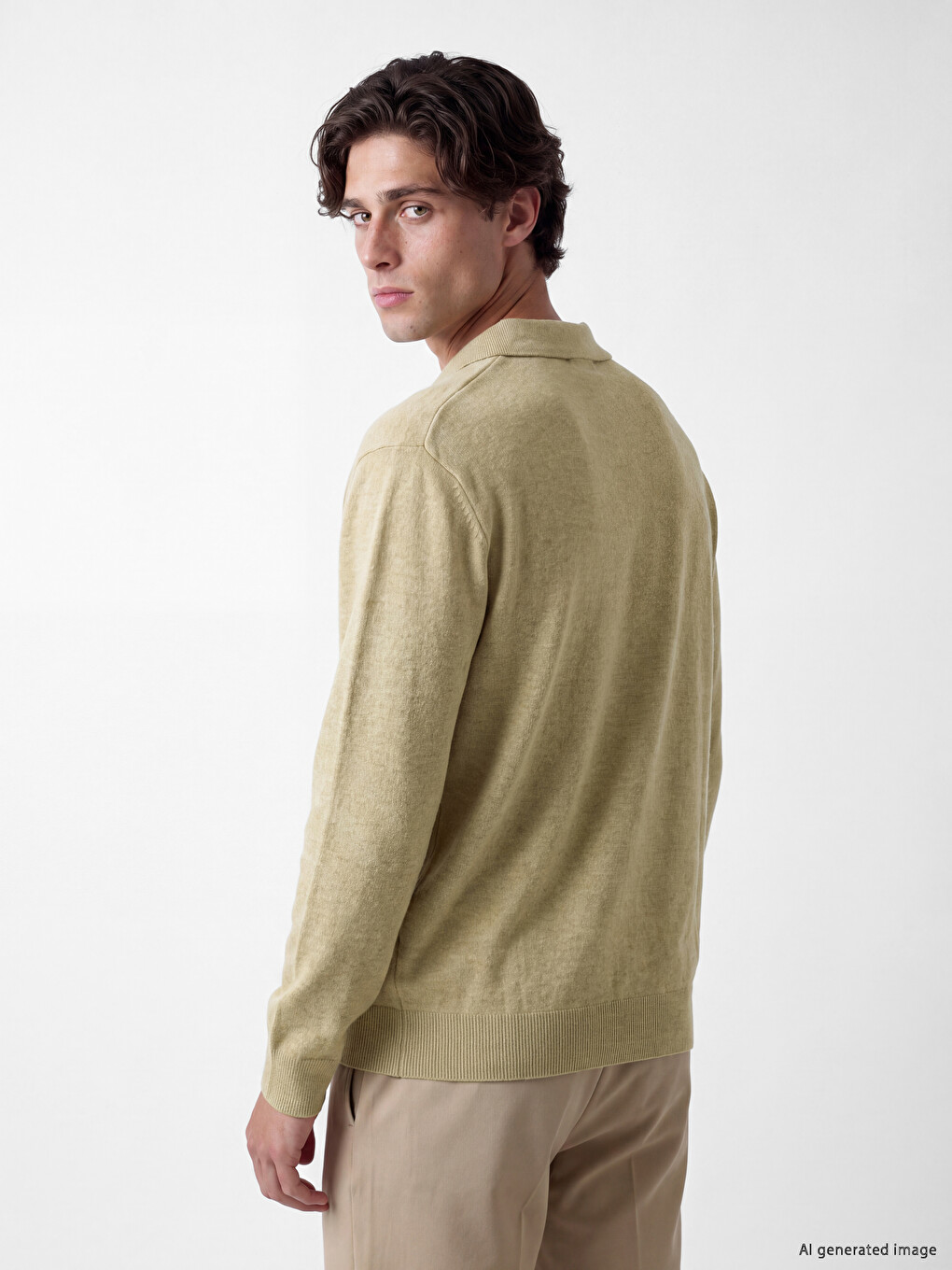 Pulover Tricotat Pentru Bărbați Cu Guler Polo-3