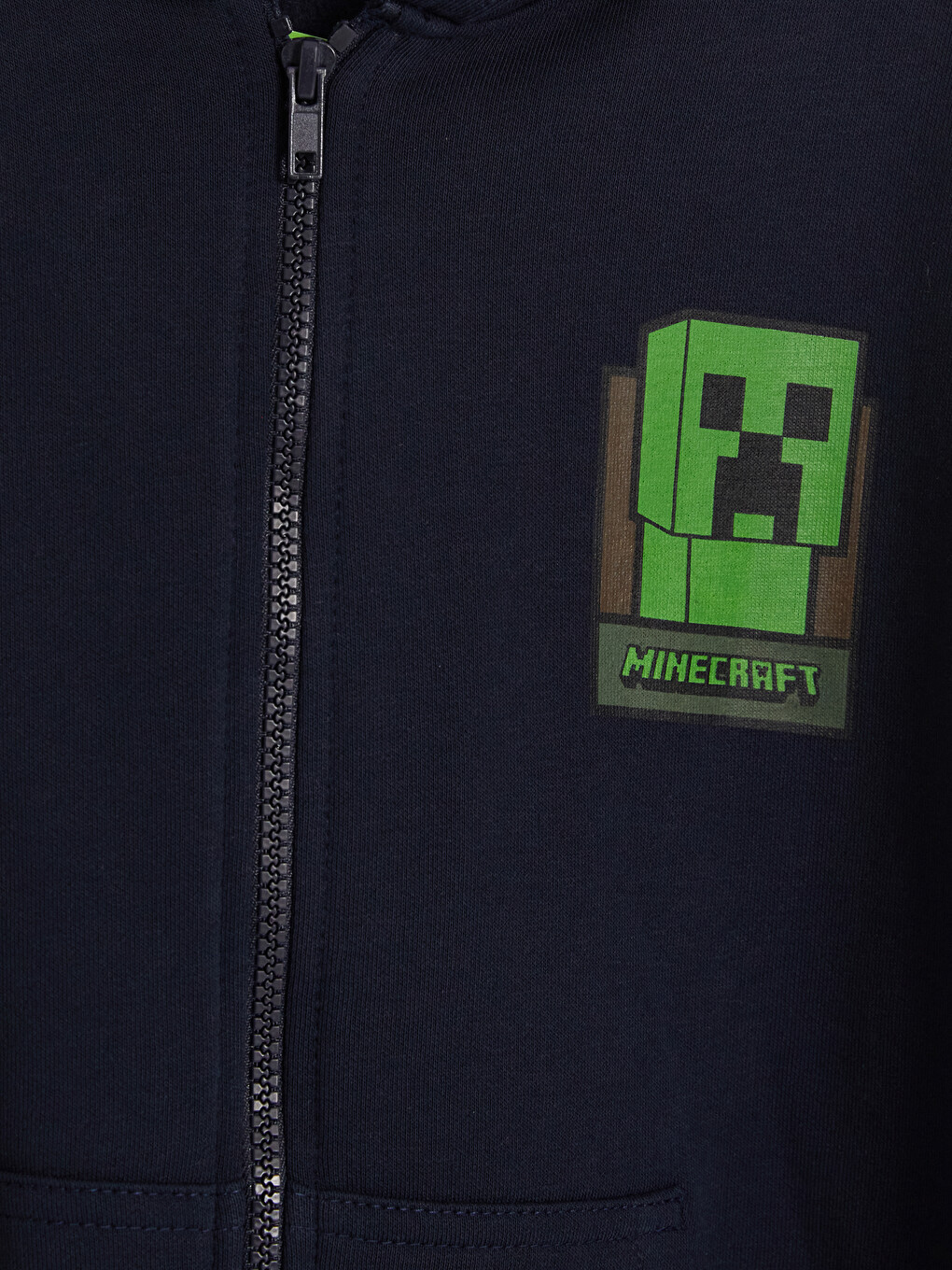 Lacivert Kapüşonlu Minecraft Erkek Çocuk Fermuarlı Sweatshirt-3