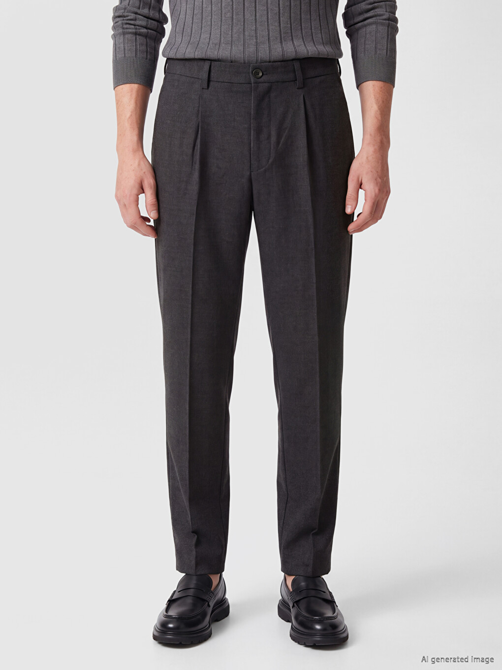 Polyviscose Men's Pleated Trousers-1