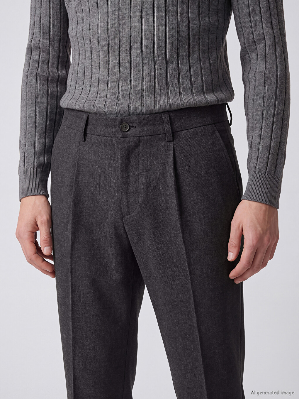 Polyviscose Men's Pleated Trousers-2