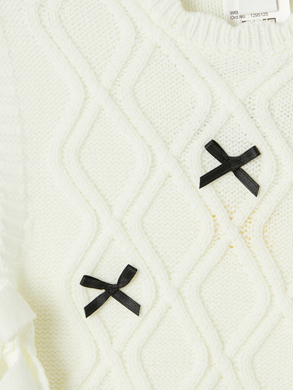 Ekru Kız Çocuk Fiyonklu Triko Süveter-2