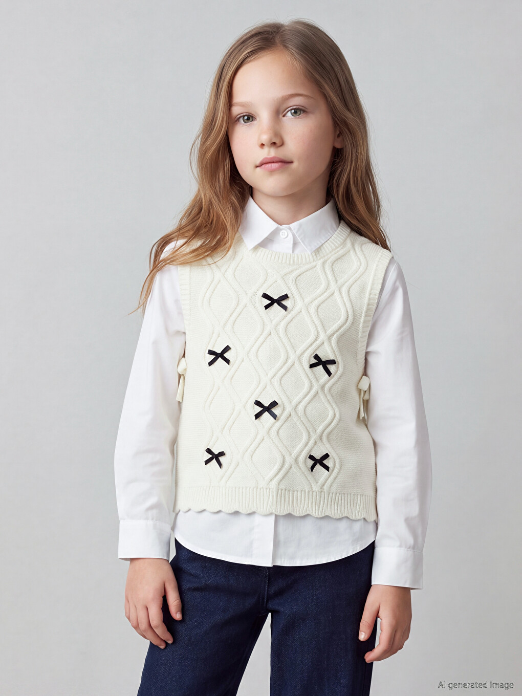 Girls' Bow Knitwear Sweater Vest