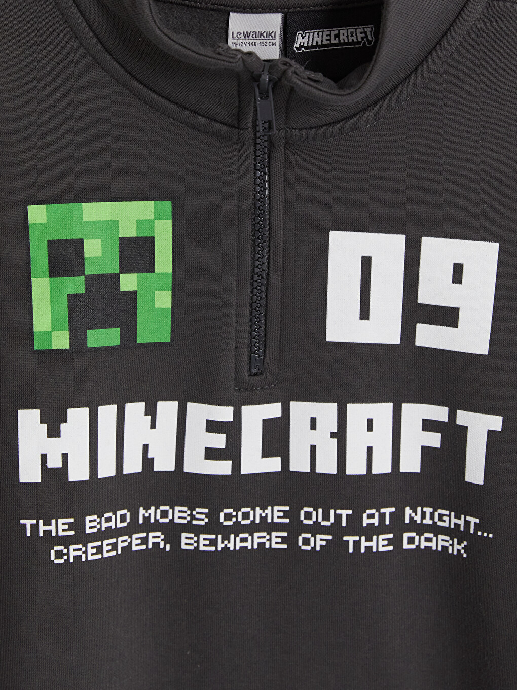 Antrasit Minecraft Baskılı Erkek Çocuk Kalın Sweatshirt-2